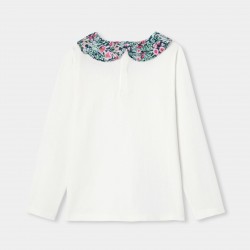 Girl T-shirt with Liberty fabric collar