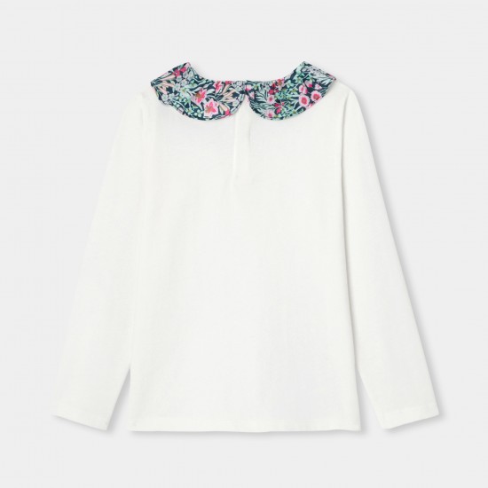 Girl T-shirt with Liberty fabric collar