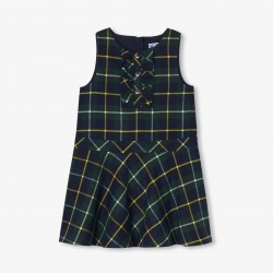 Girl pinafore dress in flannel