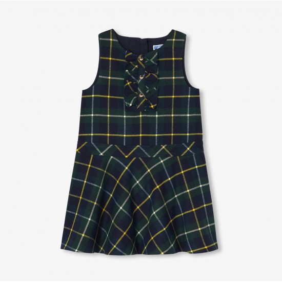Girl pinafore dress in flannel