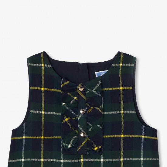 Girl pinafore dress in flannel