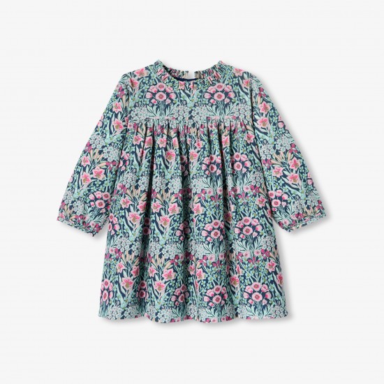 Baby girl dress in velvet Liberty fabric