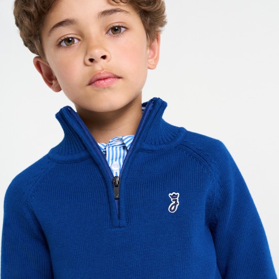 Boy sweater with trucker collar