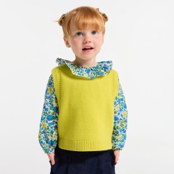 Baby girl sleeveless  jumper in wool and cashmere