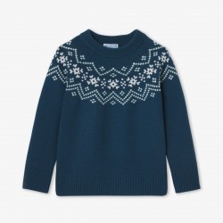 Boy sweater with jacquard collar