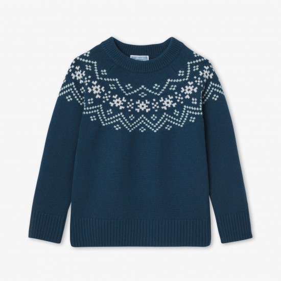 Boy sweater with jacquard collar