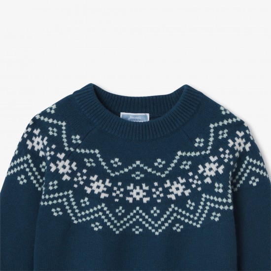 Boy sweater with jacquard collar