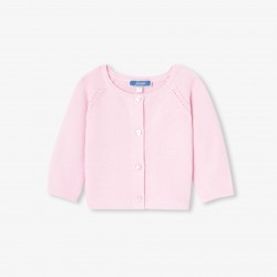 Baby girl cardigan in garter stitch cotton