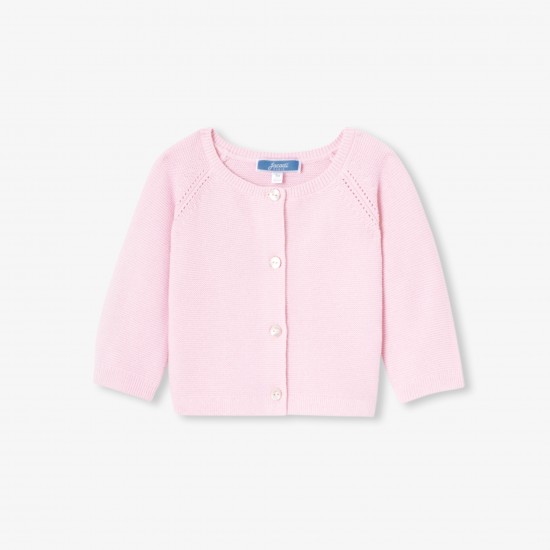 Baby girl cardigan in garter stitch cotton