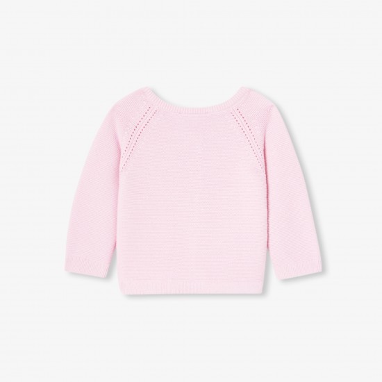 Baby girl cardigan in garter stitch cotton