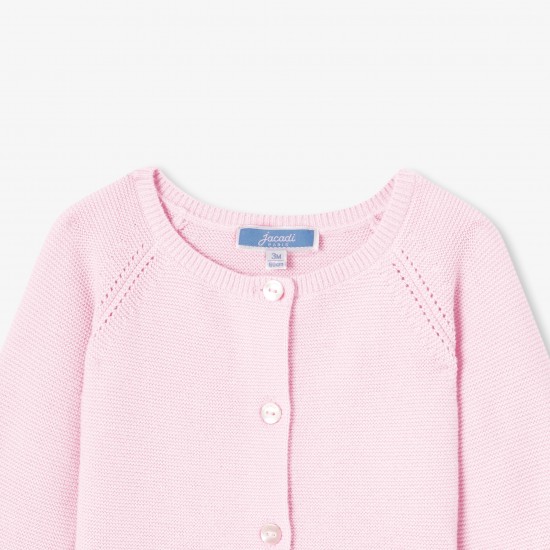 Baby girl cardigan in garter stitch cotton