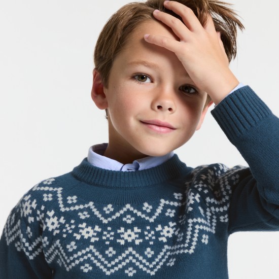 Boy sweater with jacquard collar