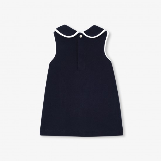 Baby girl sleeveless dress in cotton piqué