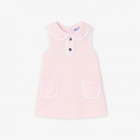 Baby girl sleeveless dress in cotton piqué
