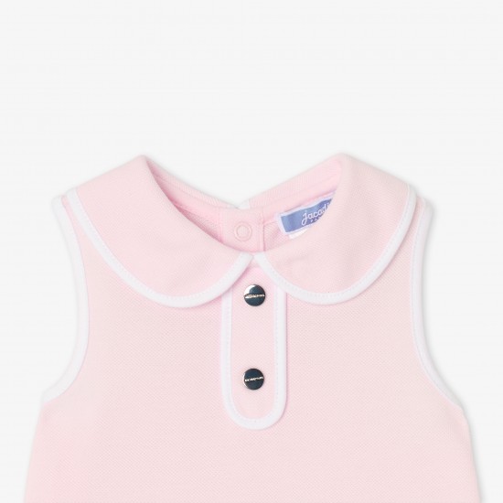 Baby girl sleeveless dress in cotton piqué
