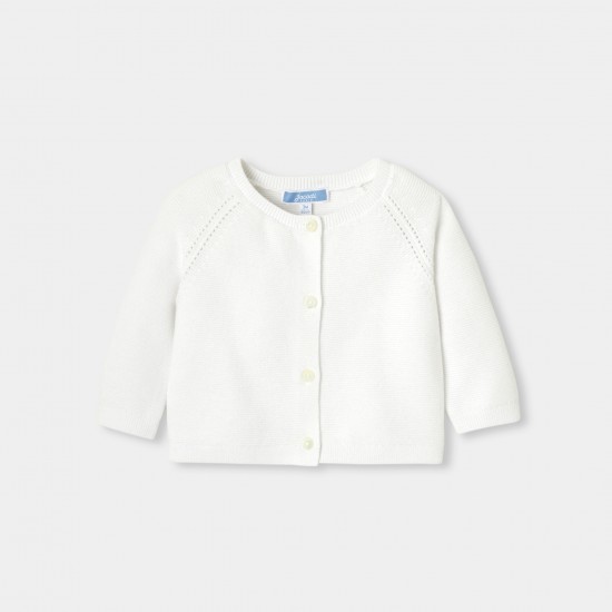 Baby girl cardigan in garter stitch cotton
