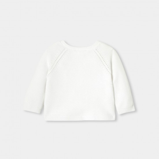 Baby girl cardigan in garter stitch cotton