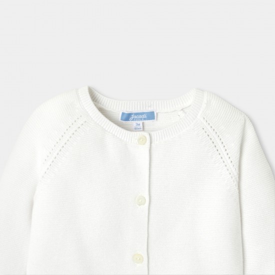 Baby girl cardigan in garter stitch cotton