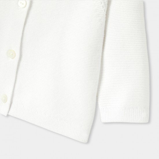 Baby girl cardigan in garter stitch cotton