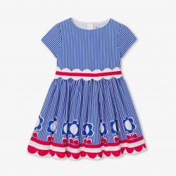 Girls' striped poplin dress