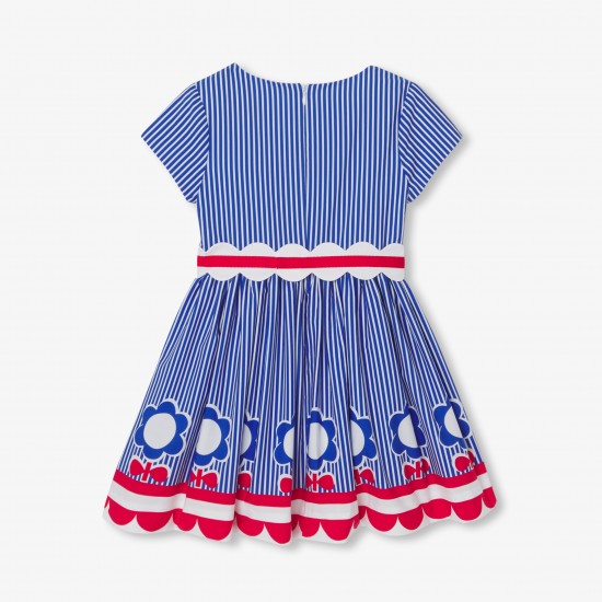 Girls' striped poplin dress
