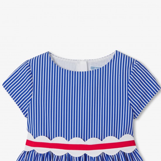 Girls' striped poplin dress