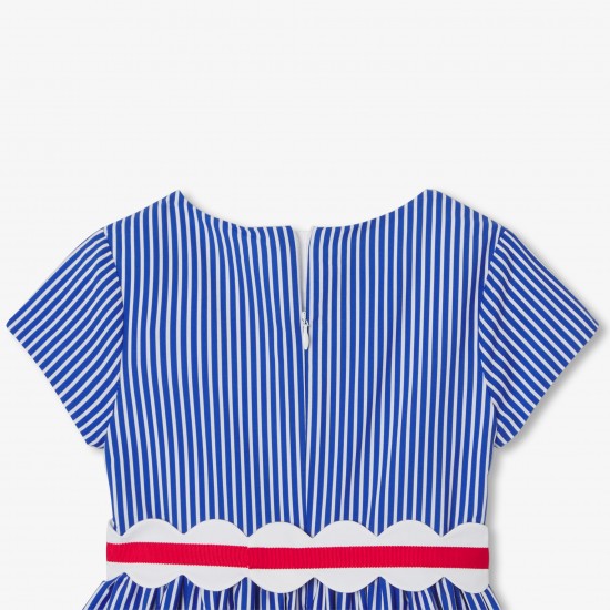 Girls' striped poplin dress
