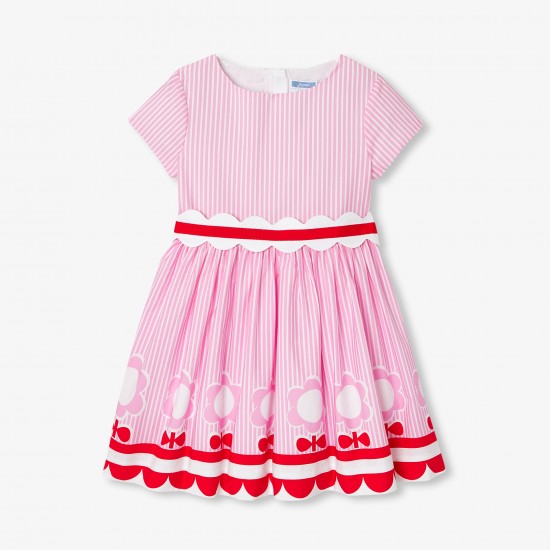 Girls' striped poplin dress