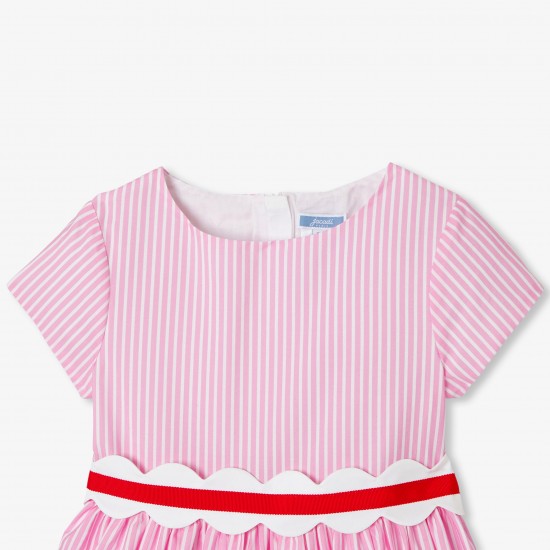 Girls' striped poplin dress