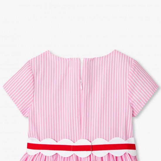Girls' striped poplin dress