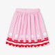 Girls' mid-length striped poplin skirt