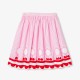 Girls' mid-length striped poplin skirt