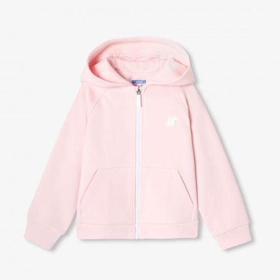 Girls' piqué zip-up sweatshirt