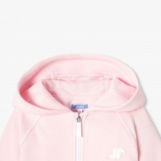 Girls' piqué zip-up sweatshirt
