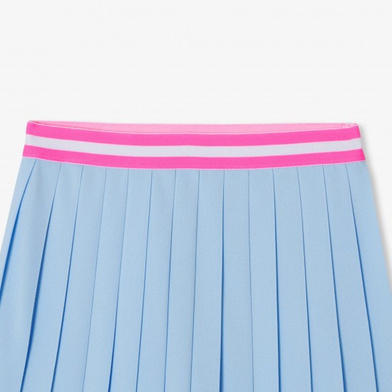 Girls' piqué knit pleated skirt