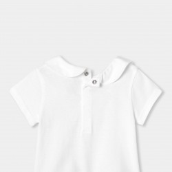 Baby girl cotton T-shirt with Peter Pan collar