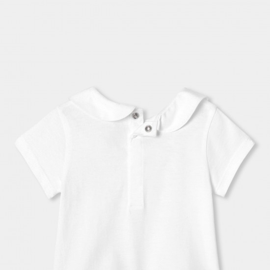 Baby girl cotton T-shirt with Peter Pan collar