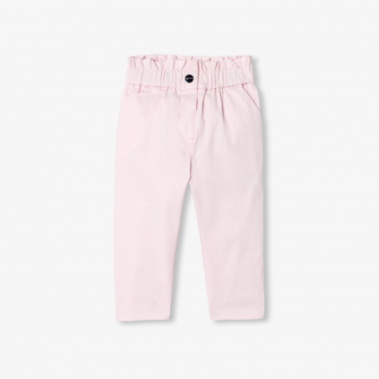 Baby girl paper bag trousers in cotton satin
