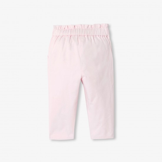 Baby girl paper bag trousers in cotton satin