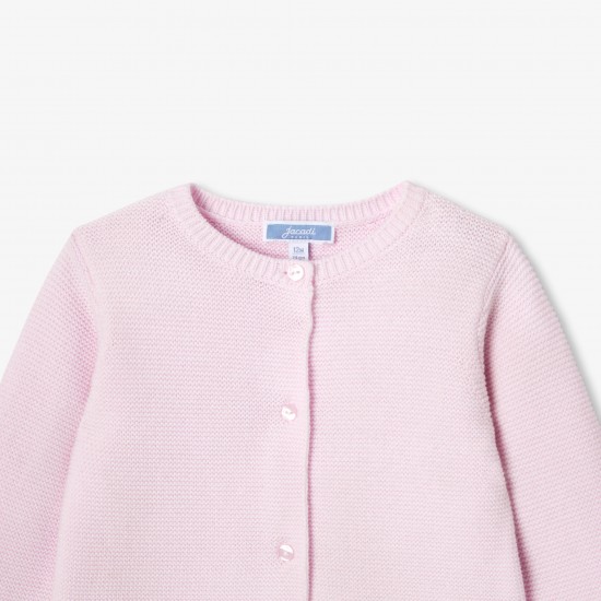 Baby girl cardigan in garter stitch