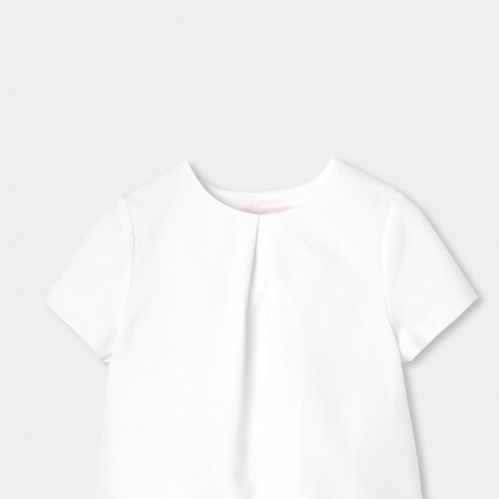Girls' formal top in honeycomb piqué