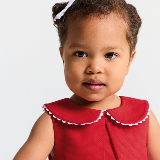 Baby girl sleeveless dress in cotton piqué