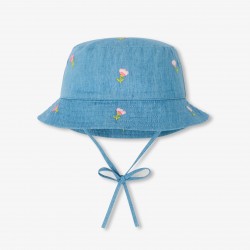 Baby girl denim bob with embroidered flowers