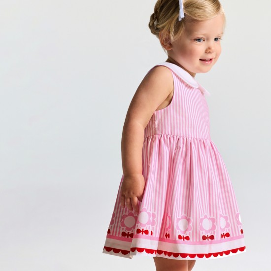 Baby girl sleeveless dress in poplin
