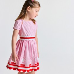 Girls' striped poplin dress