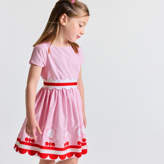Girls' striped poplin dress