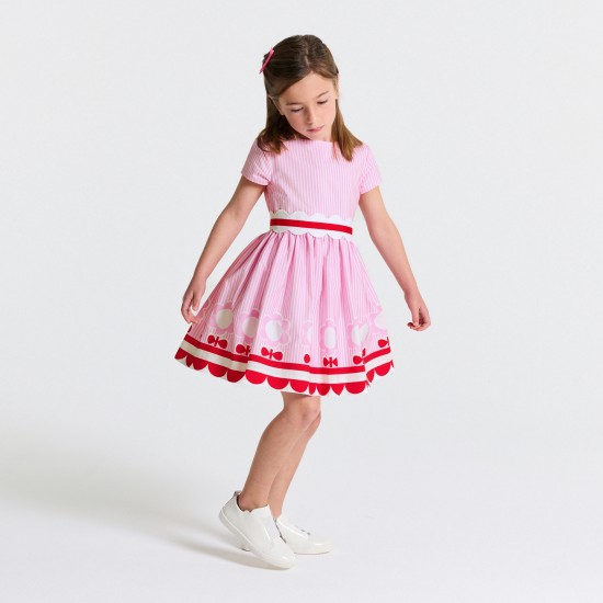 Girls' striped poplin dress