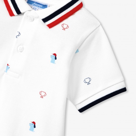 Baby boy polo shirt in printed cotton piqué