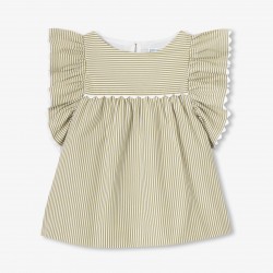 Girls' striped poplin top