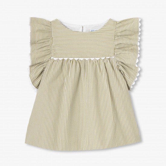 Girls' striped poplin top